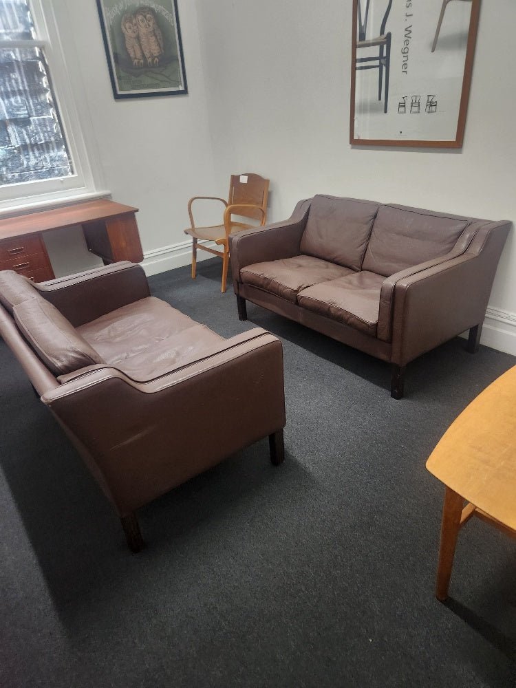 Pair of Danish leather sofas - Mid Century Modern Adelaide