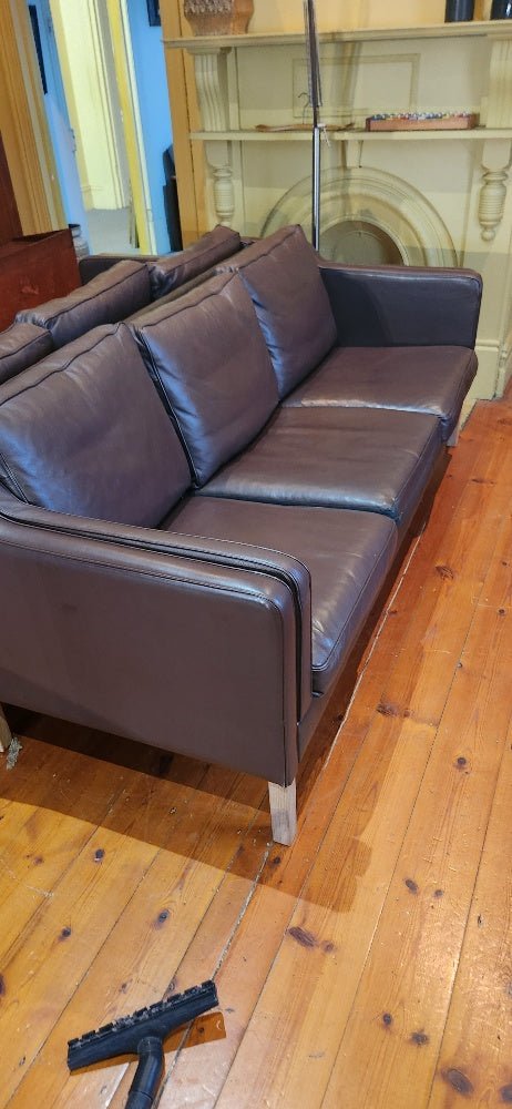 Pair of Danish leather sofas - Mid Century Modern Adelaide